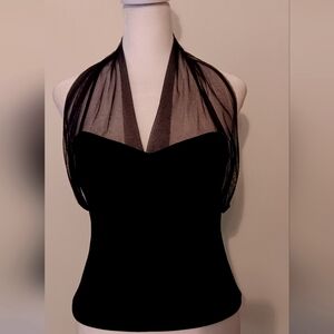 Vintage Designer Black Halter Top. Size Small